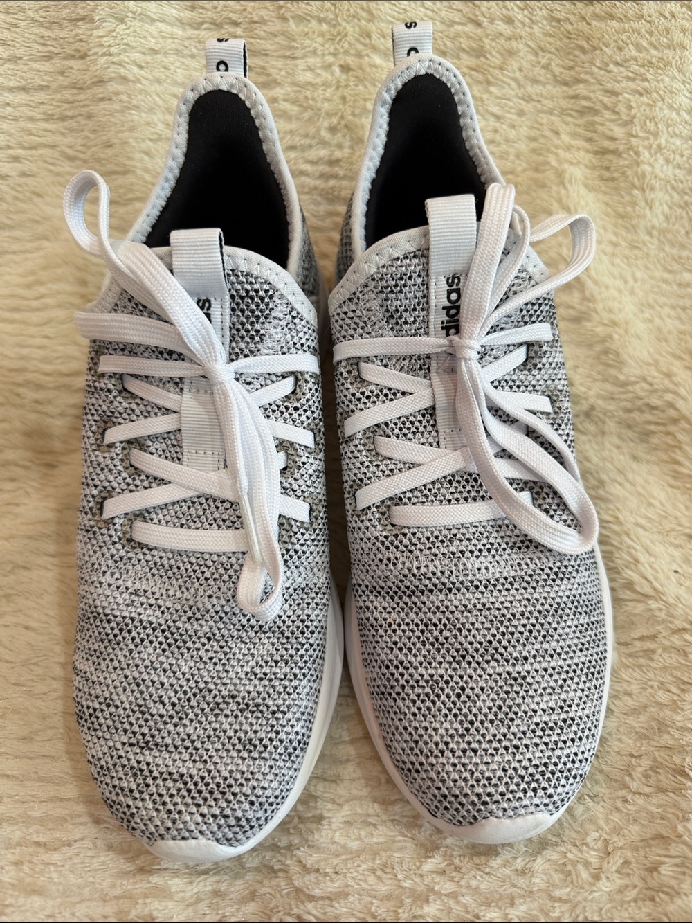 adidas womens Cloudfoam Knit Sneaker in White and Gray